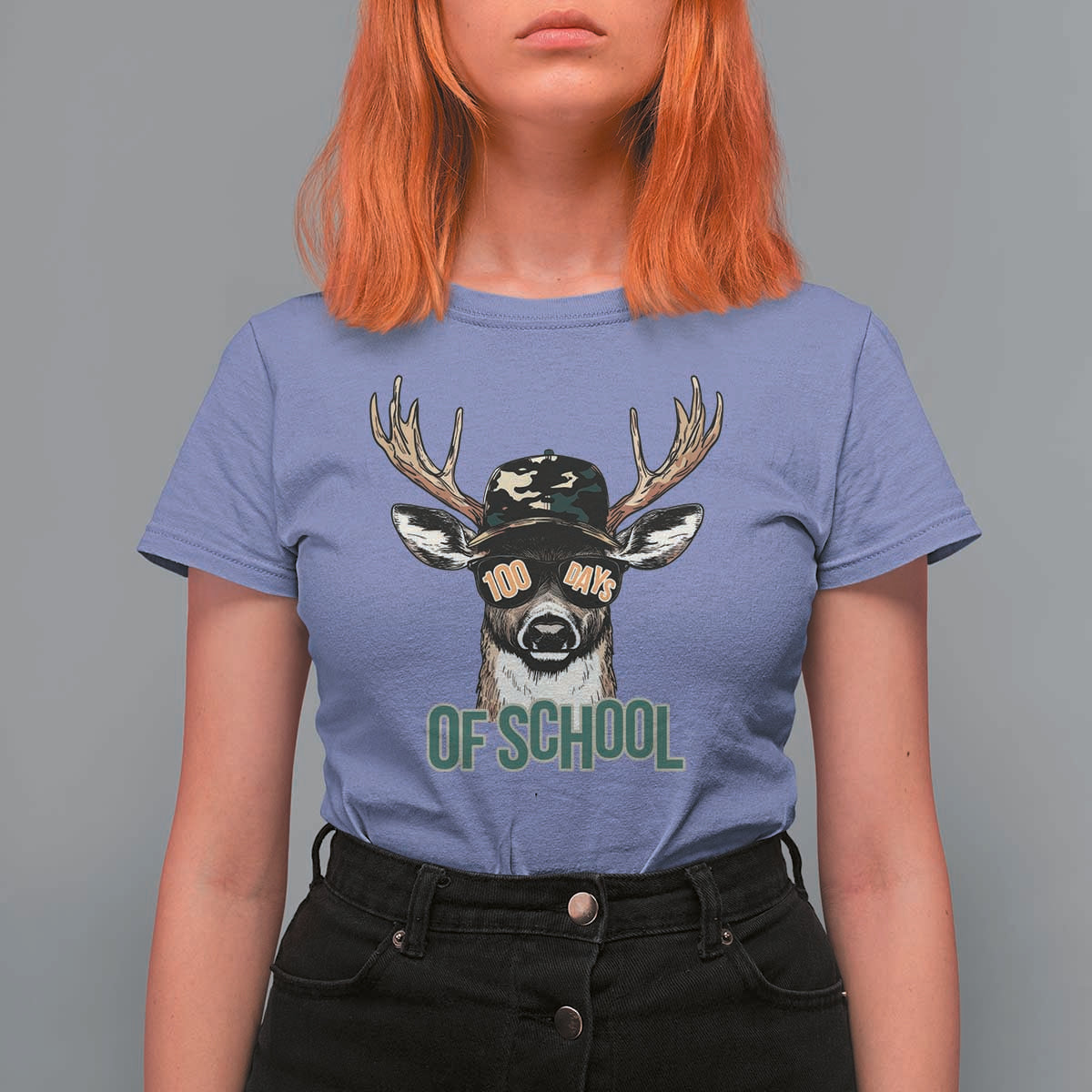 Bucked' 100 Days Of School T Shirt For Women Deer Student Boy Girls 100th Day