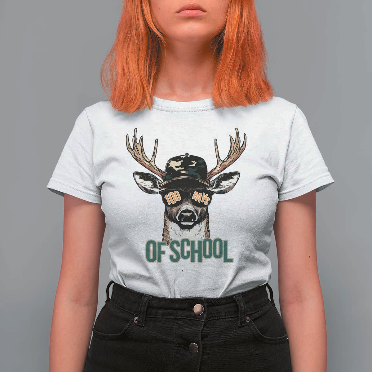 Bucked' 100 Days Of School T Shirt For Women Deer Student Boy Girls 100th Day
