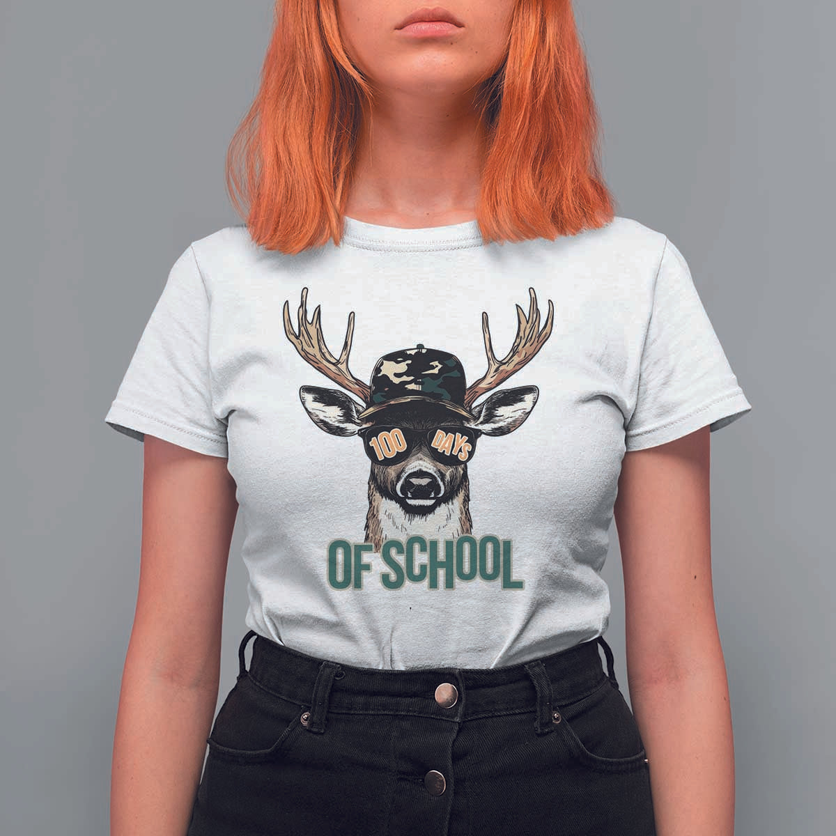 Bucked' 100 Days Of School T Shirt For Women Deer Student Boy Girls 100th Day