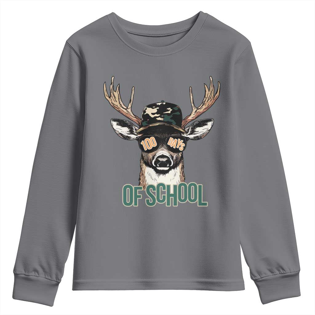 Bucked' 100 Days Of School Youth Sweatshirt Deer Student Boy Girls 100th Day