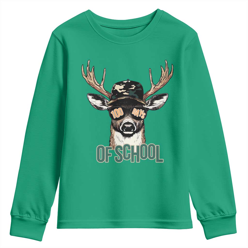 Bucked' 100 Days Of School Youth Sweatshirt Deer Student Boy Girls 100th Day