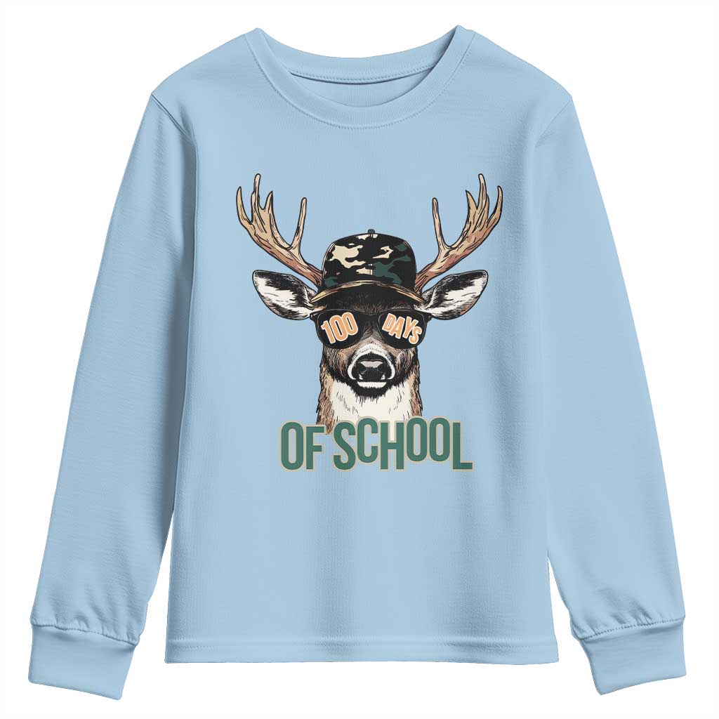Bucked' 100 Days Of School Youth Sweatshirt Deer Student Boy Girls 100th Day