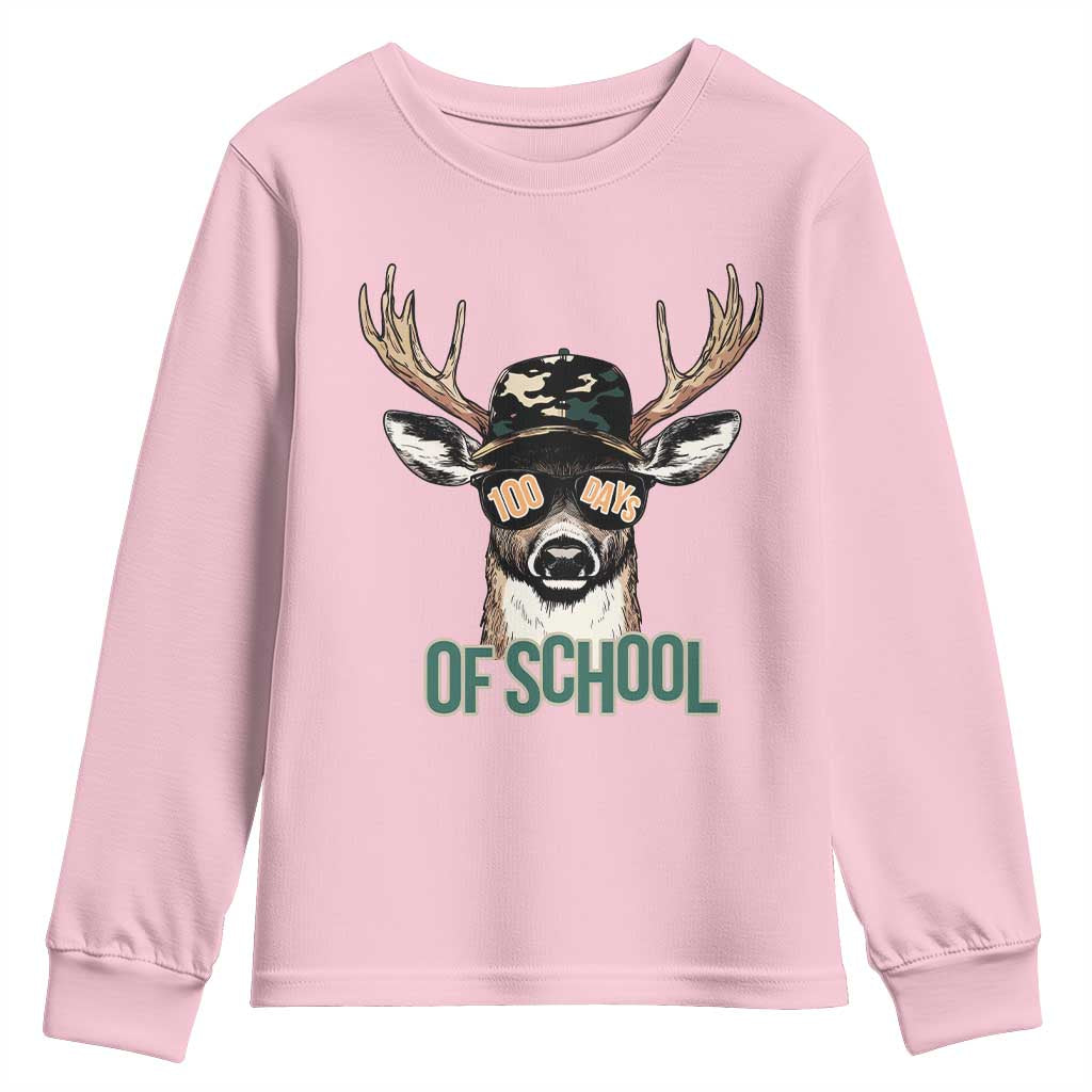 Bucked' 100 Days Of School Youth Sweatshirt Deer Student Boy Girls 100th Day