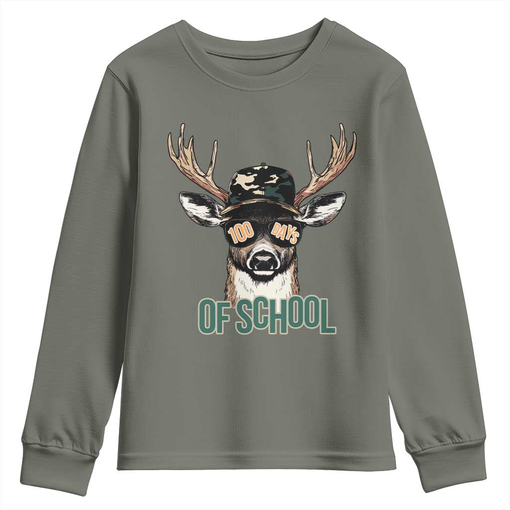Bucked' 100 Days Of School Youth Sweatshirt Deer Student Boy Girls 100th Day