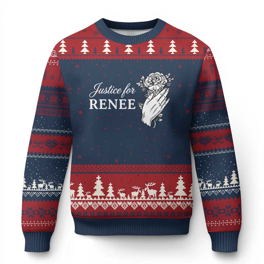 Justice for Renee Ugly Christmas Sweater Floral Rose Memorial Minneapolis Jane 8 2026 Tribute - Wonder Print Shop