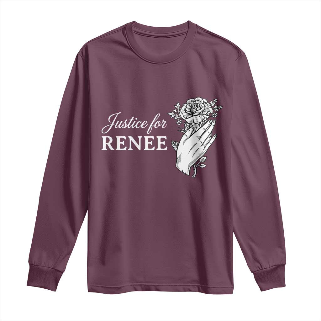 Justice for Renee Long Sleeve Shirt Floral Rose Memorial Minneapolis Jane 8 2026 Tribute - Wonder Print Shop