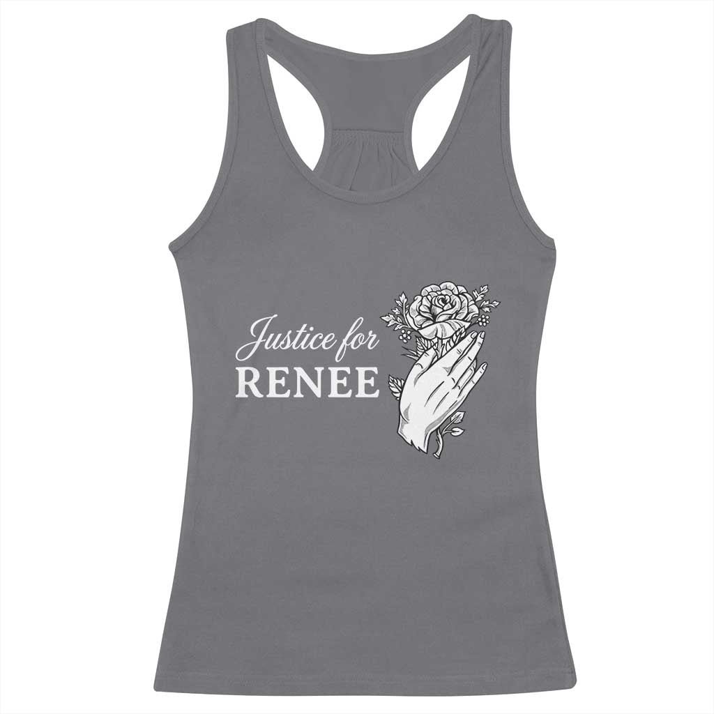 Justice for Renee Racerback Tank Top Floral Rose Memorial Minneapolis Jane 8 2026 Tribute - Wonder Print Shop
