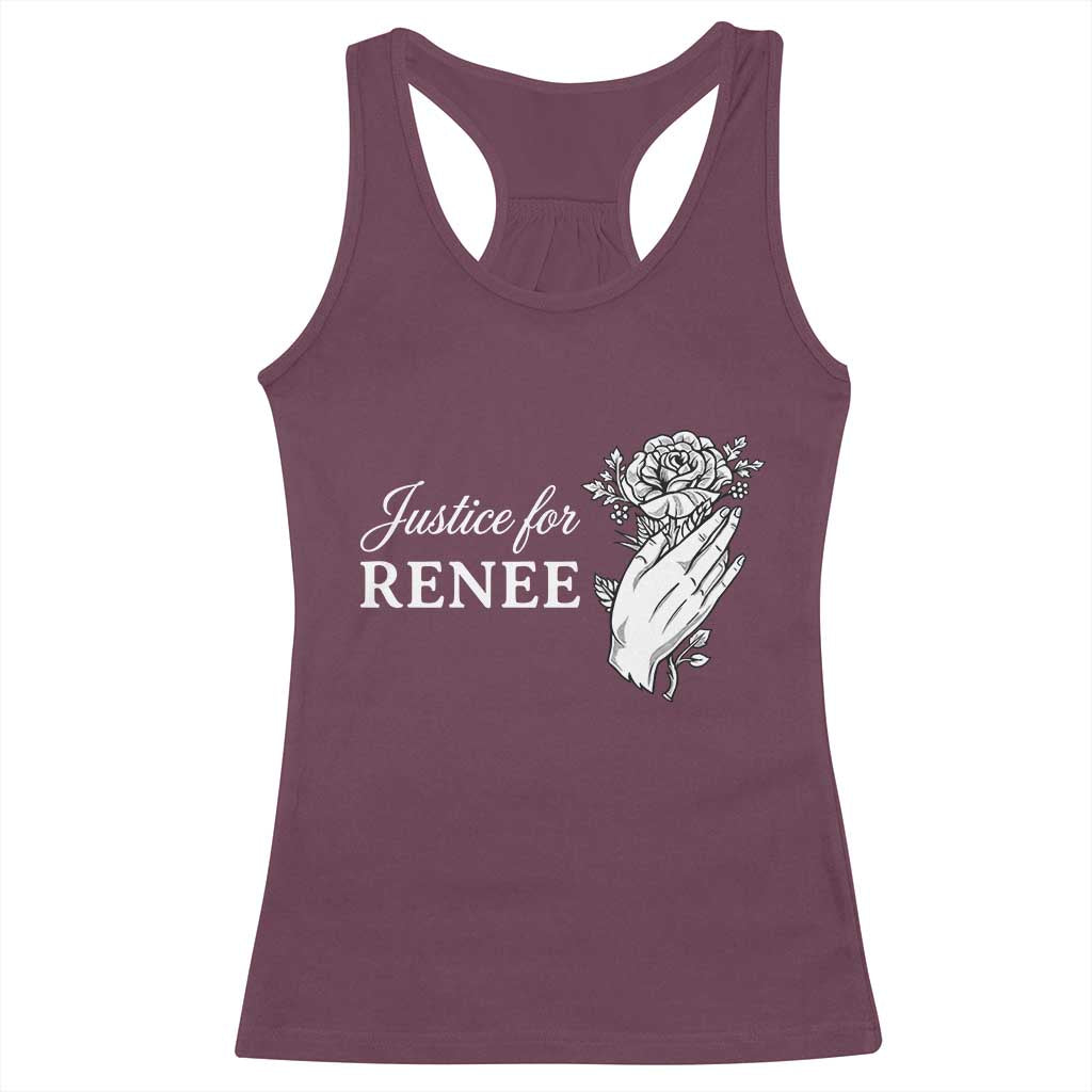 Justice for Renee Racerback Tank Top Floral Rose Memorial Minneapolis Jane 8 2026 Tribute - Wonder Print Shop