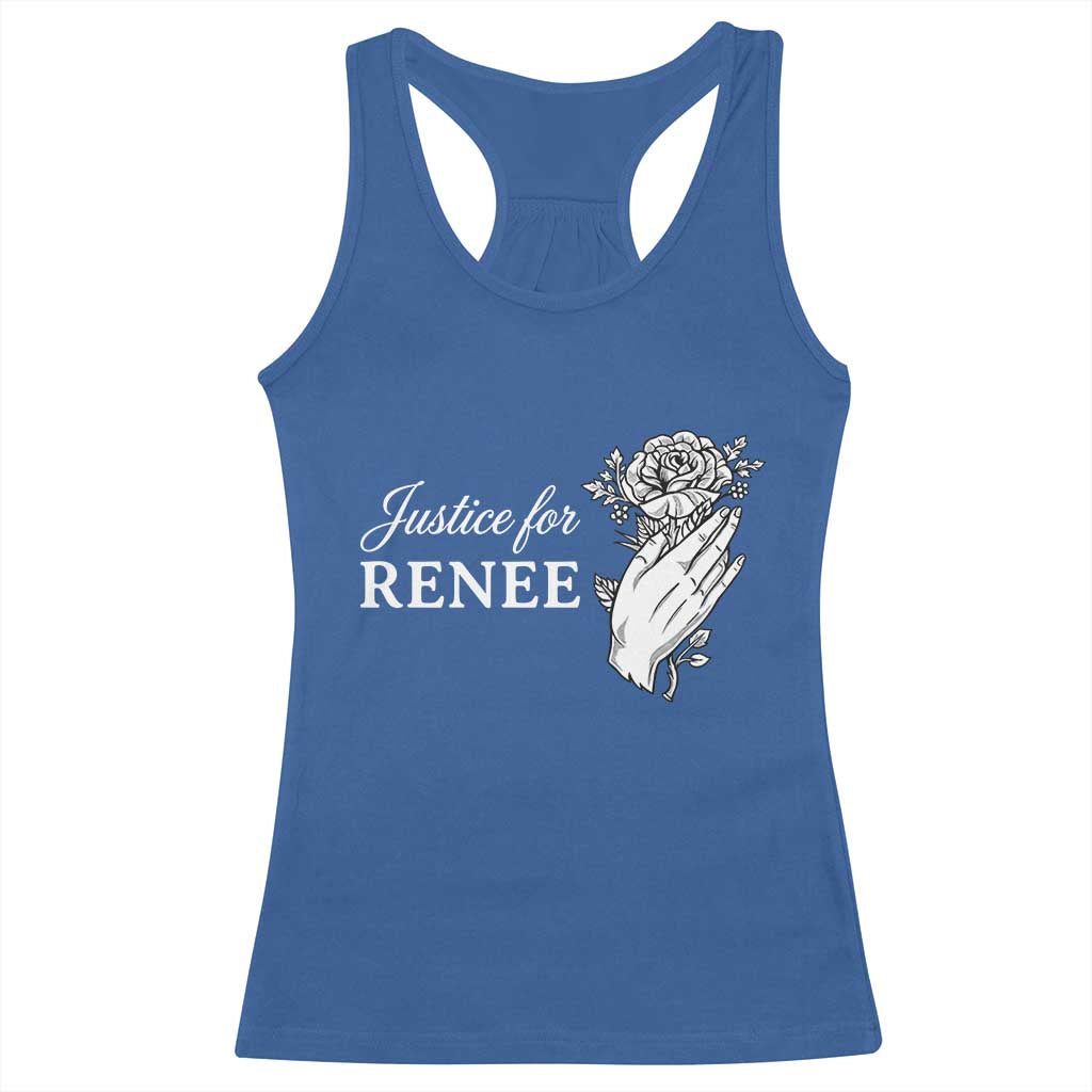 Justice for Renee Racerback Tank Top Floral Rose Memorial Minneapolis Jane 8 2026 Tribute - Wonder Print Shop