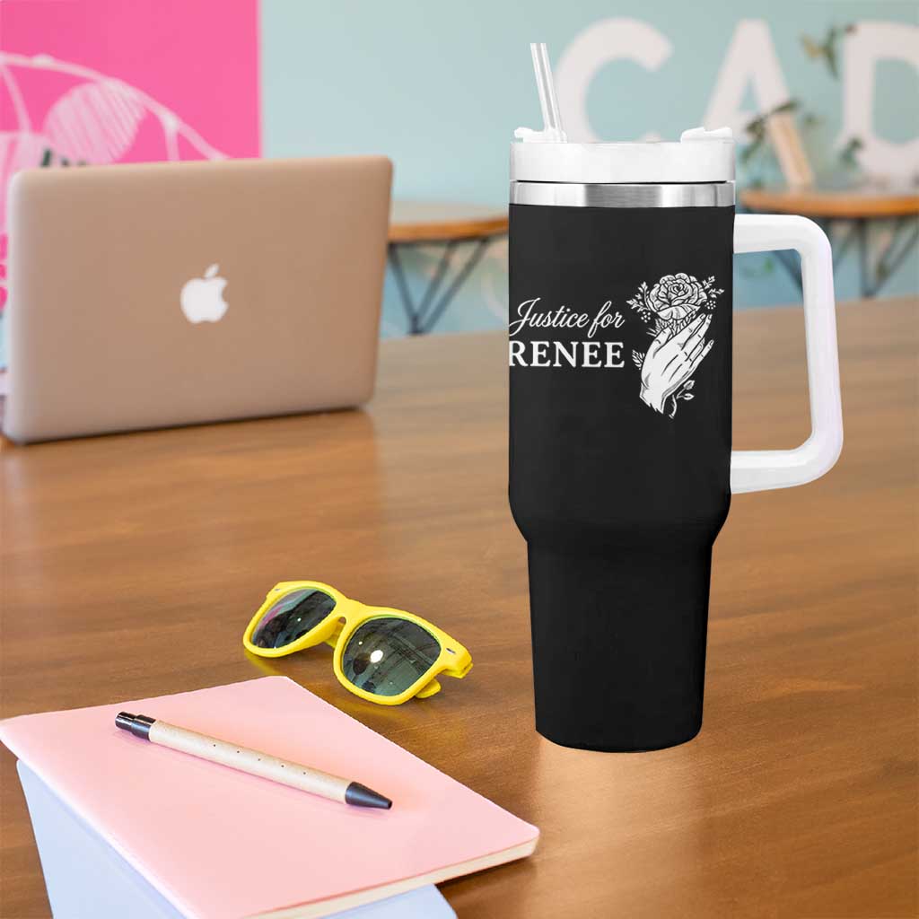 Justice for Renee Tumbler With Handle Floral Rose Memorial Minneapolis Jane 8 2026 Tribute - Wonder Print Shop