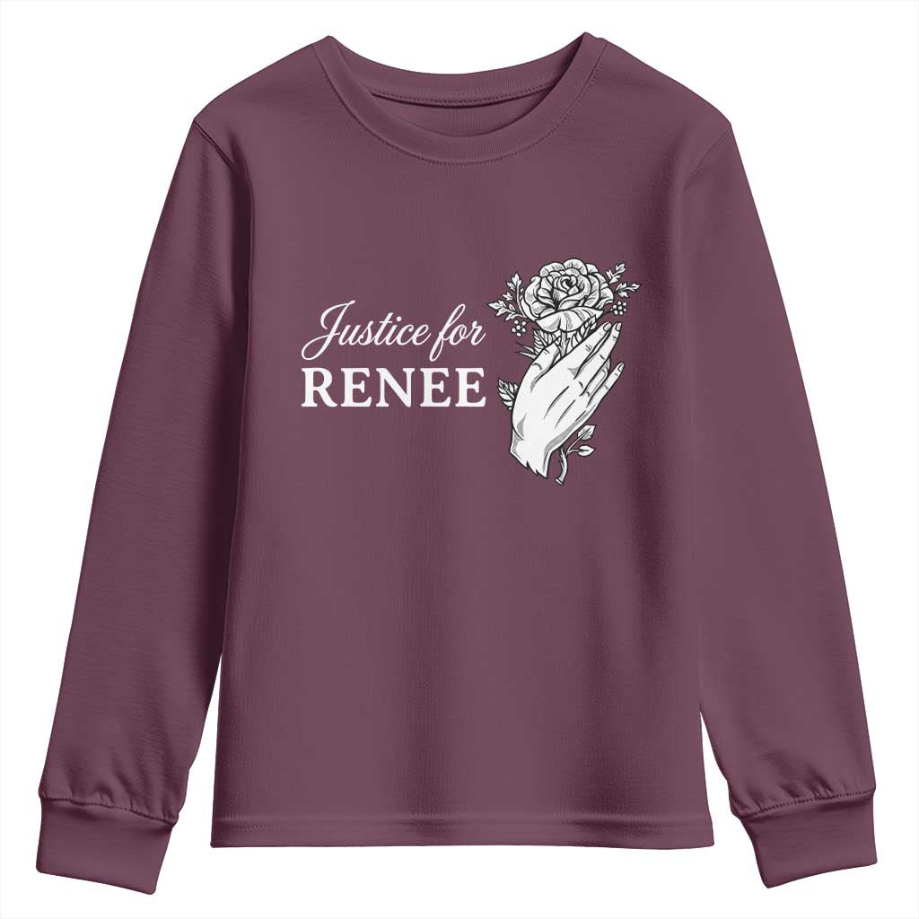 Justice for Renee Youth Sweatshirt Floral Rose Memorial Minneapolis Jane 8 2026 Tribute - Wonder Print Shop