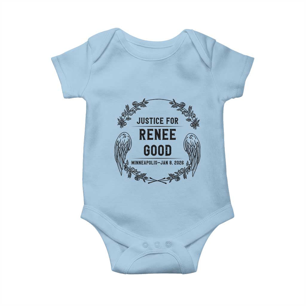 Justice for Renee Good Baby Onesie Minneapolis January 8 2026 Tribute Memorial Wreath - Wonder Print Shop