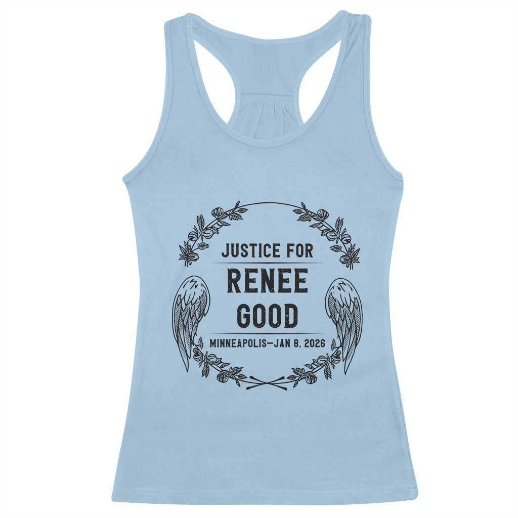 Justice for Renee Good Racerback Tank Top Minneapolis January 8 2026 Tribute Memorial Wreath - Wonder Print Shop