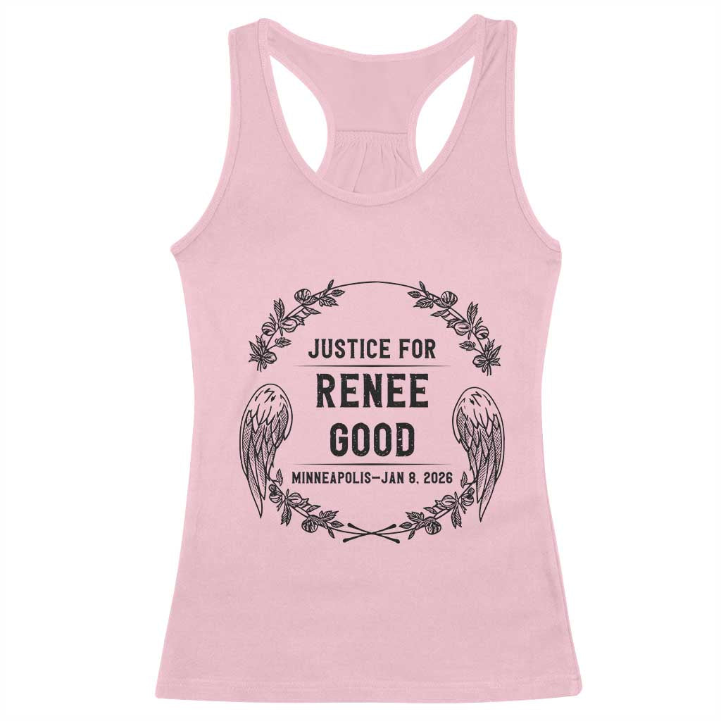 Justice for Renee Good Racerback Tank Top Minneapolis January 8 2026 Tribute Memorial Wreath - Wonder Print Shop