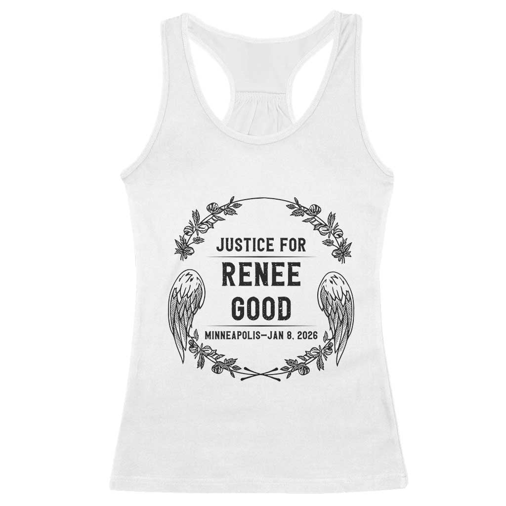 Justice for Renee Good Racerback Tank Top Minneapolis January 8 2026 Tribute Memorial Wreath - Wonder Print Shop