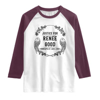 Justice for Renee Good Raglan Shirt Minneapolis January 8 2026 Tribute Memorial Wreath - Wonder Print Shop