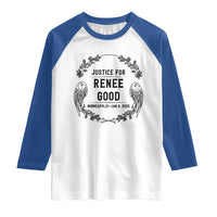 Justice for Renee Good Raglan Shirt Minneapolis January 8 2026 Tribute Memorial Wreath - Wonder Print Shop