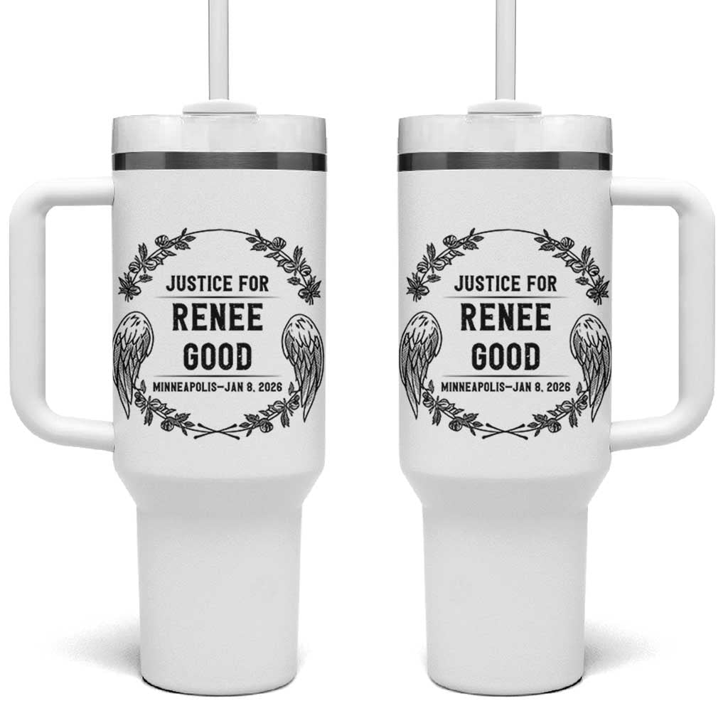 Justice for Renee Good Tumbler With Handle Minneapolis January 8 2026 Tribute Memorial Wreath - Wonder Print Shop