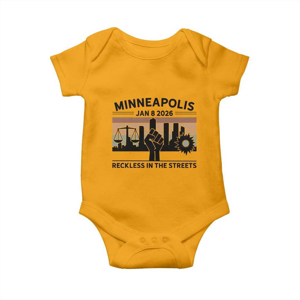 Minneapolis January 8 2026 Justice Movement Baby Onesie Reckless in the Streets Protest - Wonder Print Shop