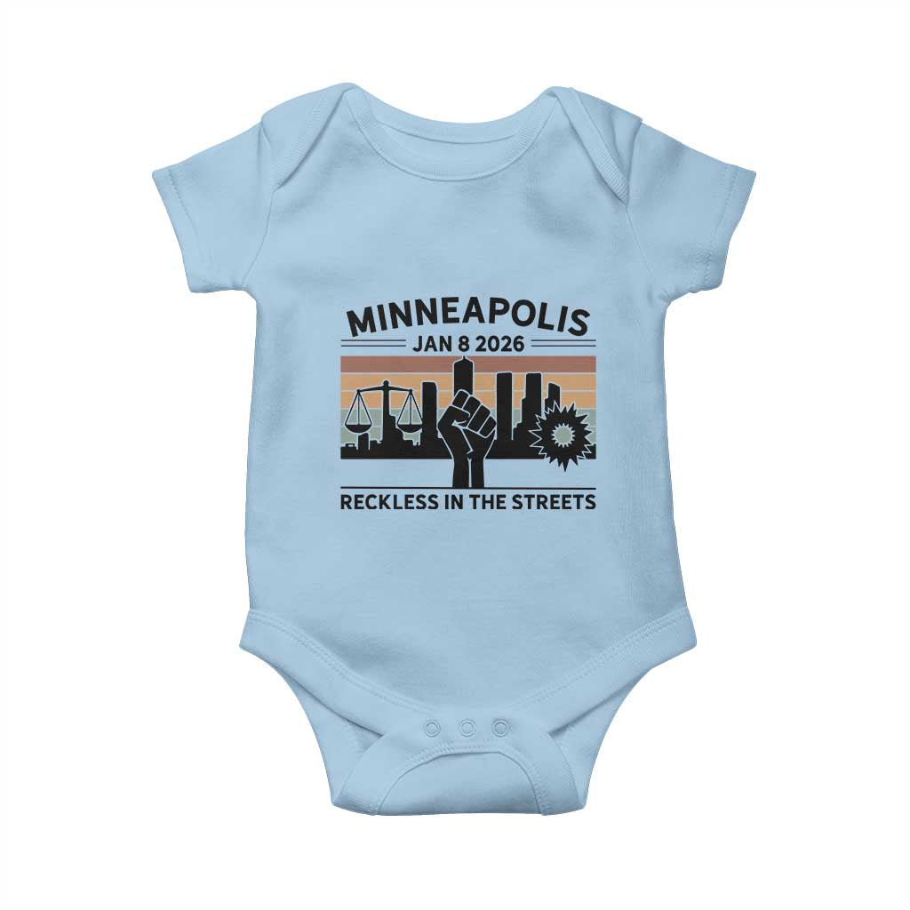 Minneapolis January 8 2026 Justice Movement Baby Onesie Reckless in the Streets Protest - Wonder Print Shop