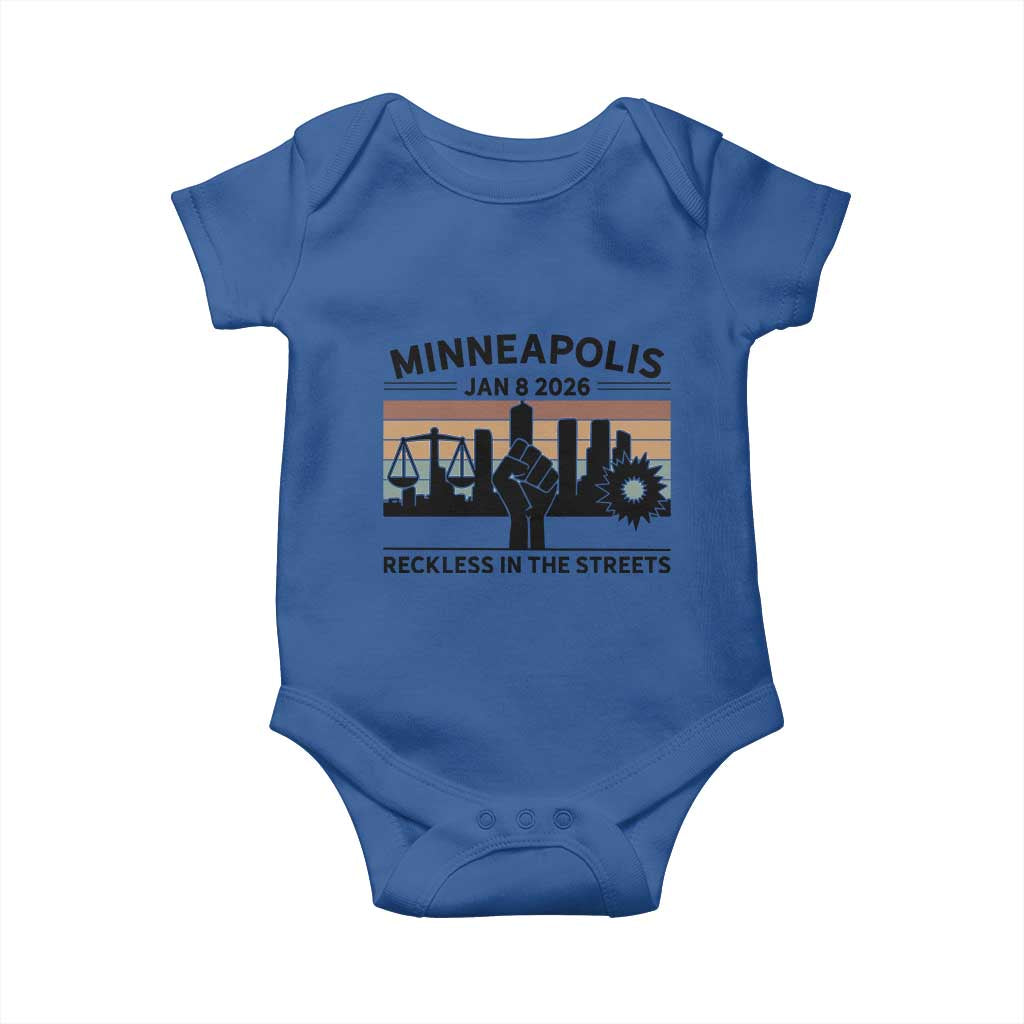Minneapolis January 8 2026 Justice Movement Baby Onesie Reckless in the Streets Protest - Wonder Print Shop