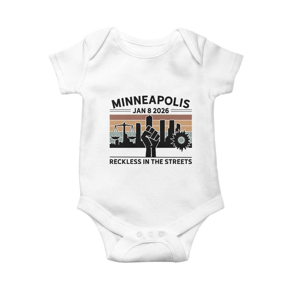 Minneapolis January 8 2026 Justice Movement Baby Onesie Reckless in the Streets Protest - Wonder Print Shop