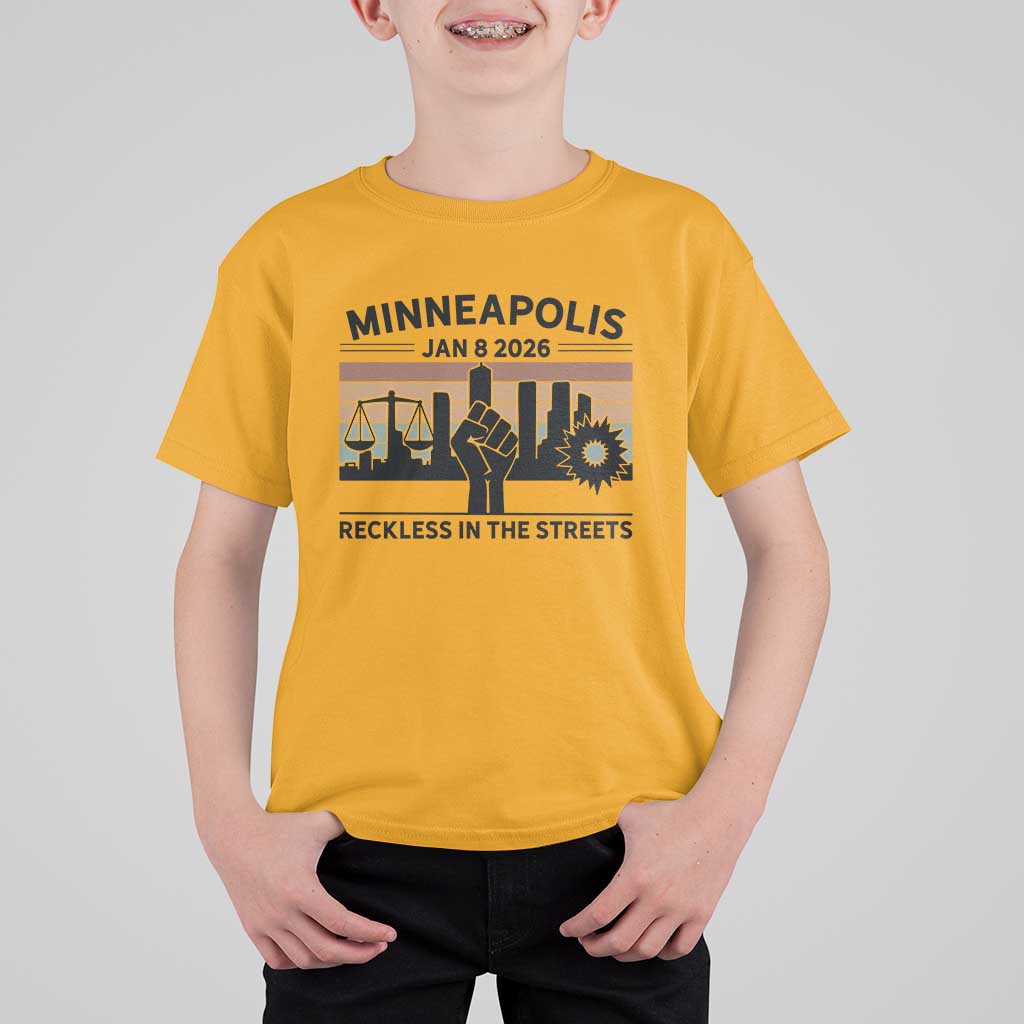 Minneapolis January 8 2026 Justice Movement T Shirt For Kid Reckless in the Streets Protest - Wonder Print Shop