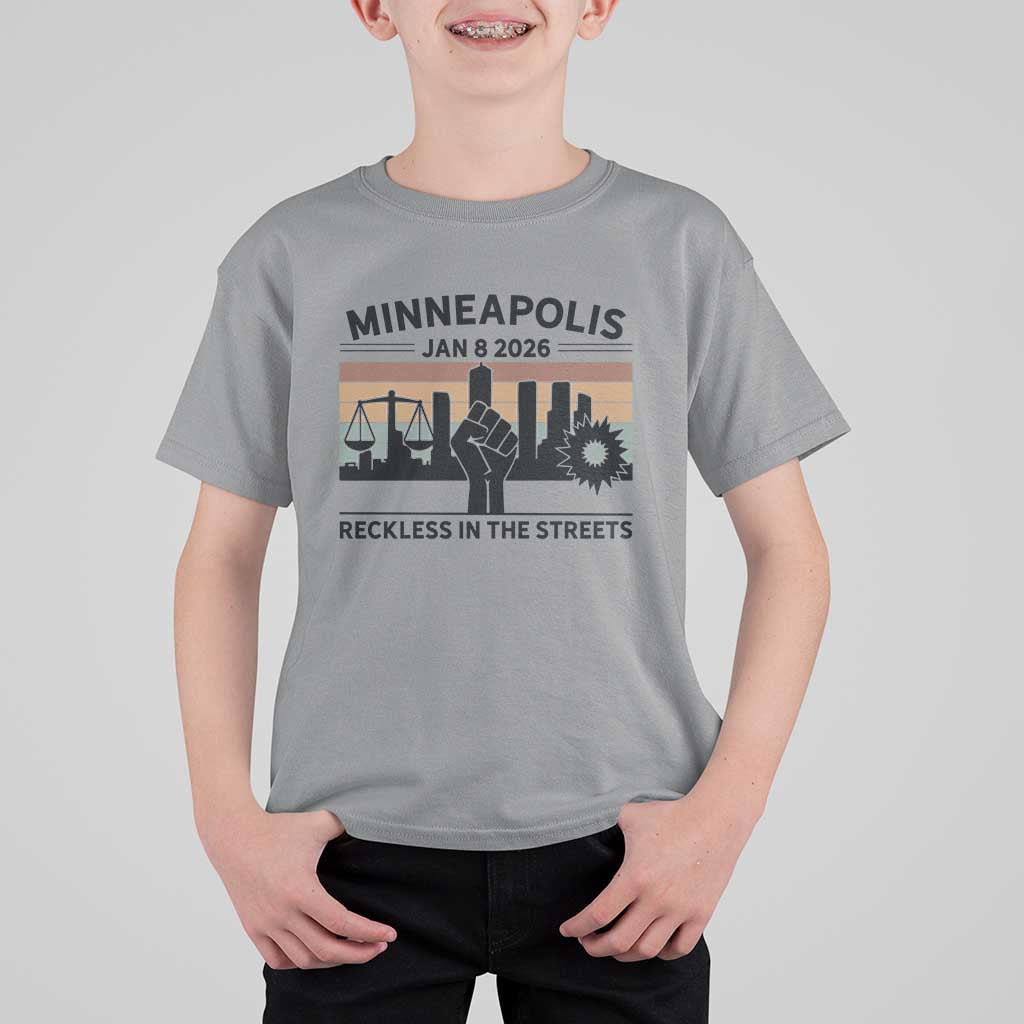 Minneapolis January 8 2026 Justice Movement T Shirt For Kid Reckless in the Streets Protest - Wonder Print Shop