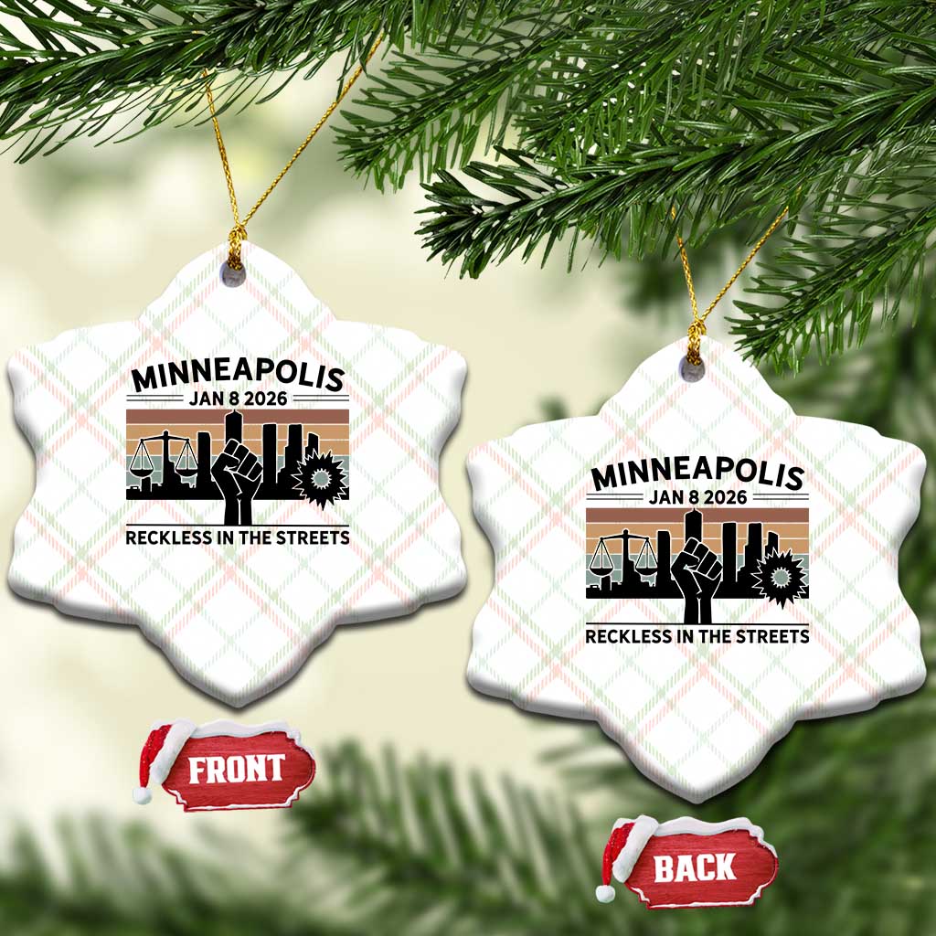 Minneapolis January 8 2026 Justice Movement Ceramic Ornament Reckless in the Streets Protest - Wonder Print Shop