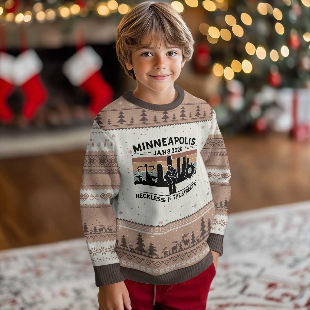 Minneapolis January 8 2026 Justice Movement Ugly Christmas Sweater Reckless in the Streets Protest - Wonder Print Shop
