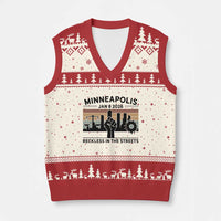 Minneapolis January 8 2026 Justice Movement V-Neck Knit Sweater Vest Reckless in the Streets Protest - Wonder Print Shop