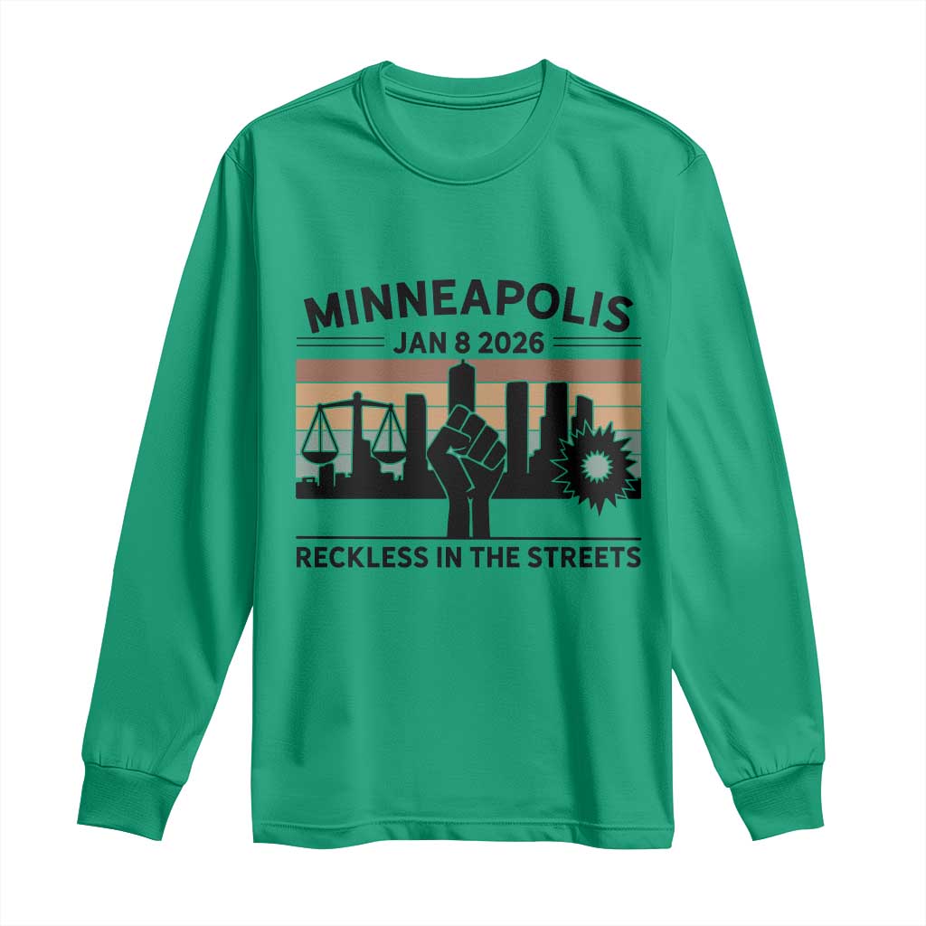 Minneapolis January 8 2026 Justice Movement Long Sleeve Shirt Reckless in the Streets Protest - Wonder Print Shop