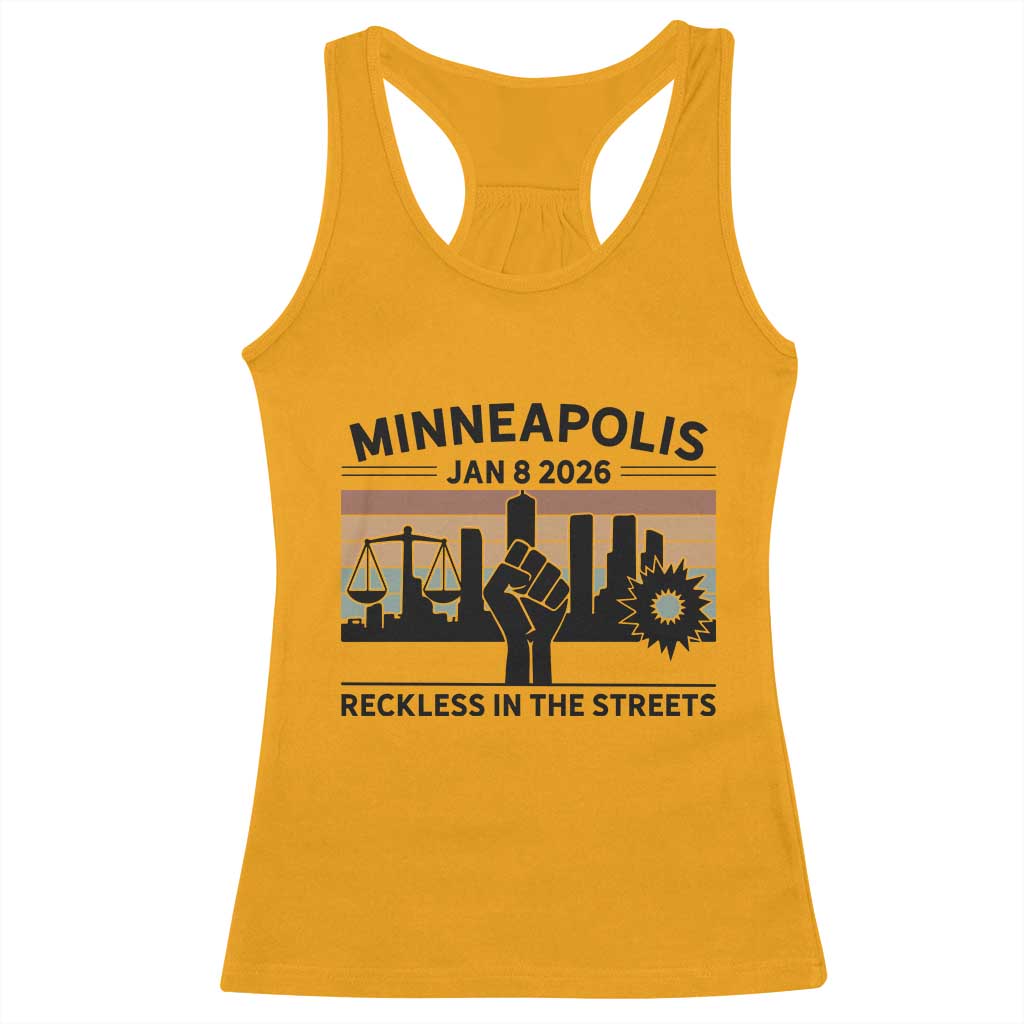 Minneapolis January 8 2026 Justice Movement Racerback Tank Top Reckless in the Streets Protest - Wonder Print Shop