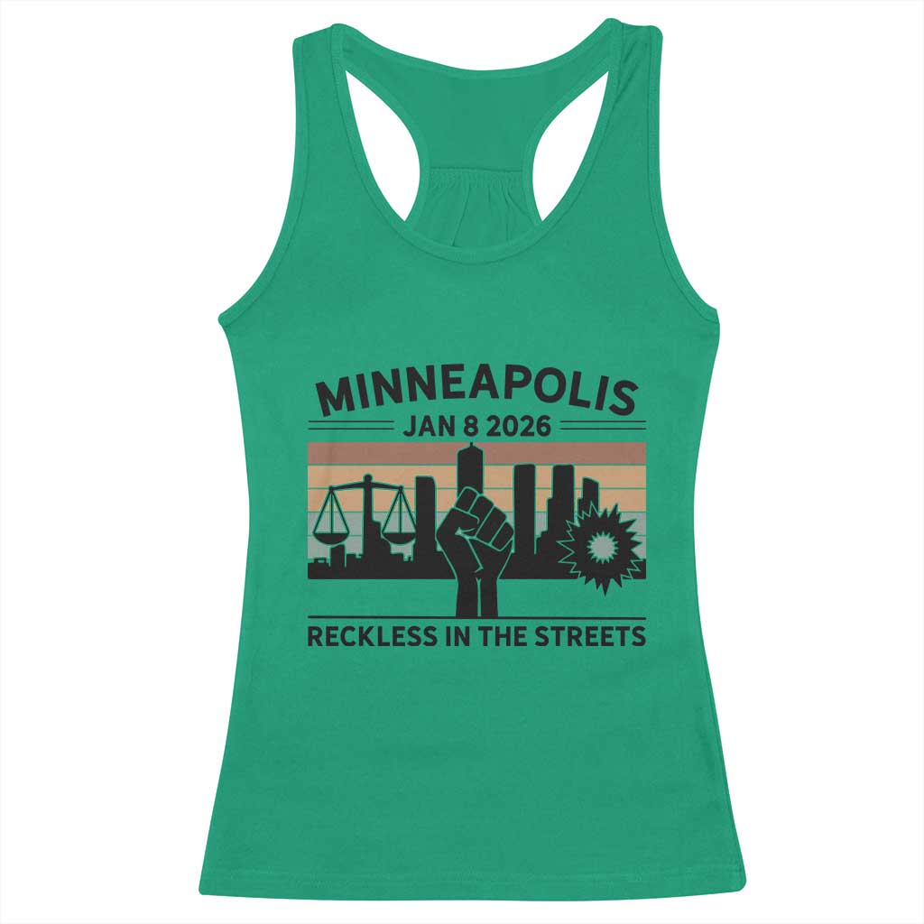 Minneapolis January 8 2026 Justice Movement Racerback Tank Top Reckless in the Streets Protest - Wonder Print Shop