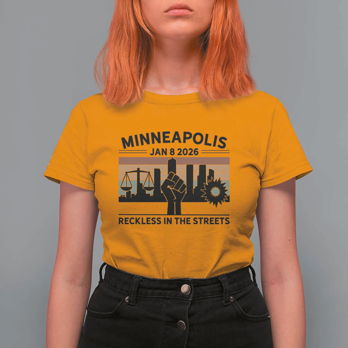 Minneapolis January 8 2026 Justice Movement T Shirt For Women Reckless in the Streets Protest - Wonder Print Shop