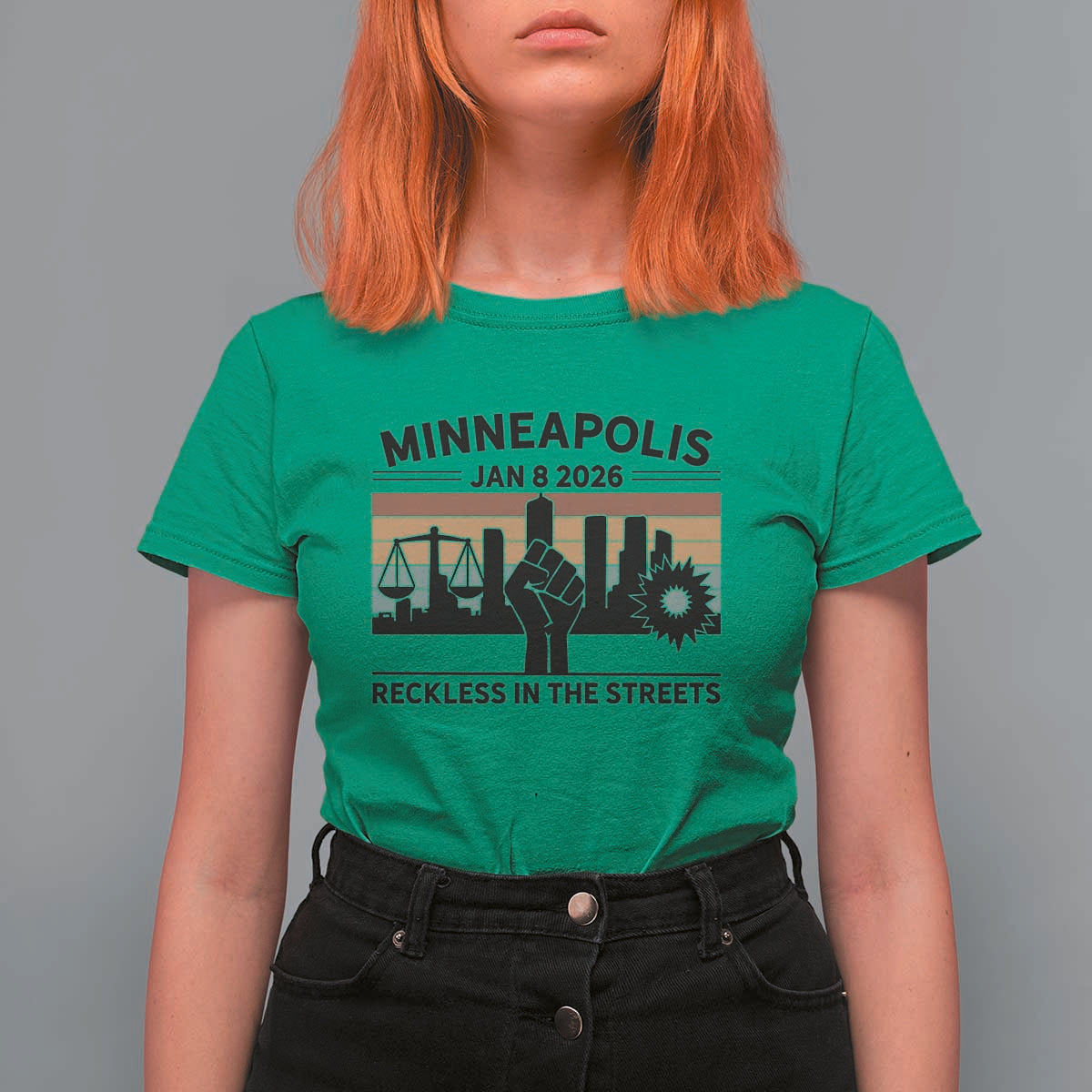 Minneapolis January 8 2026 Justice Movement T Shirt For Women Reckless in the Streets Protest - Wonder Print Shop
