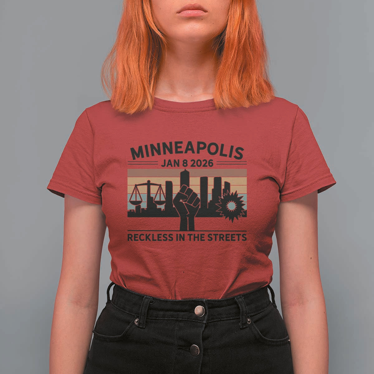 Minneapolis January 8 2026 Justice Movement T Shirt For Women Reckless in the Streets Protest - Wonder Print Shop