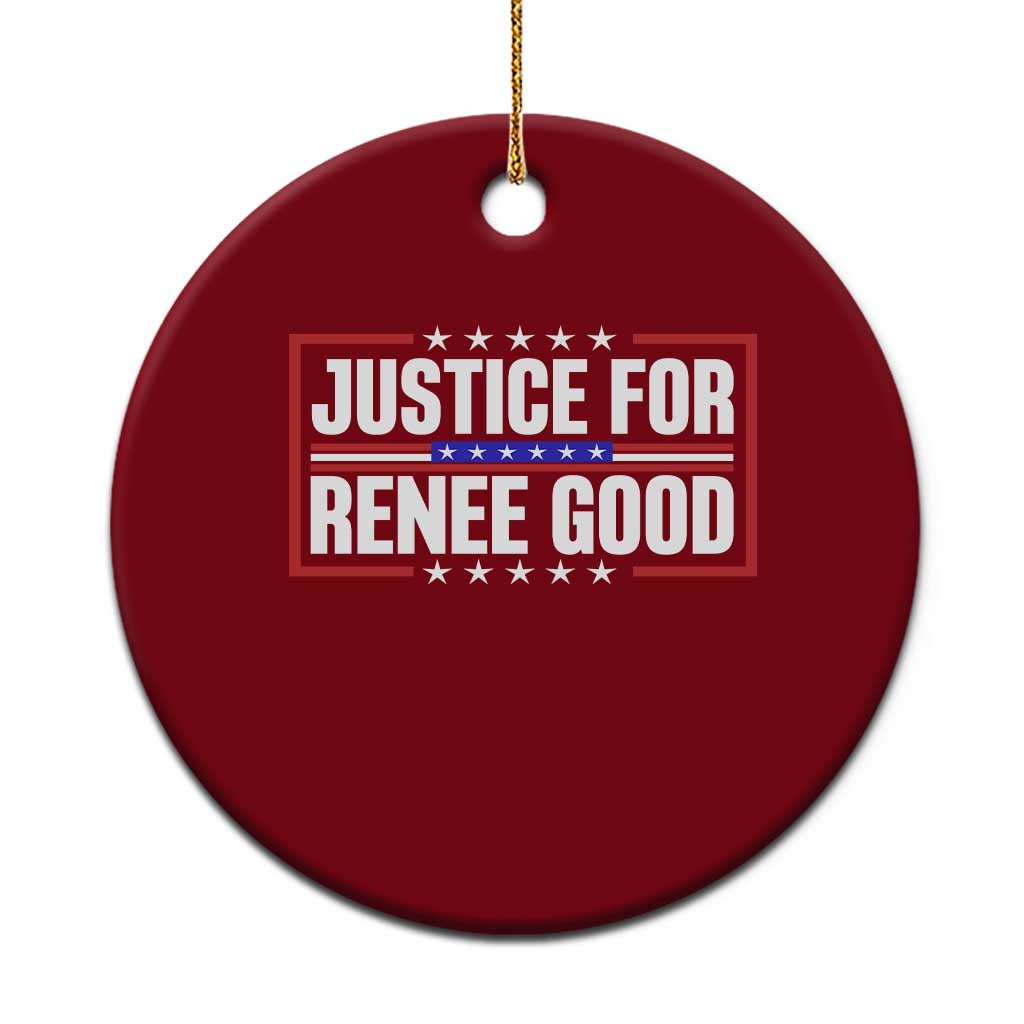 Justice for Renee Good Patriotic Ceramic Ornament Minneapolis Jan 8 2026 Memorial Red White and Blue - Wonder Print Shop