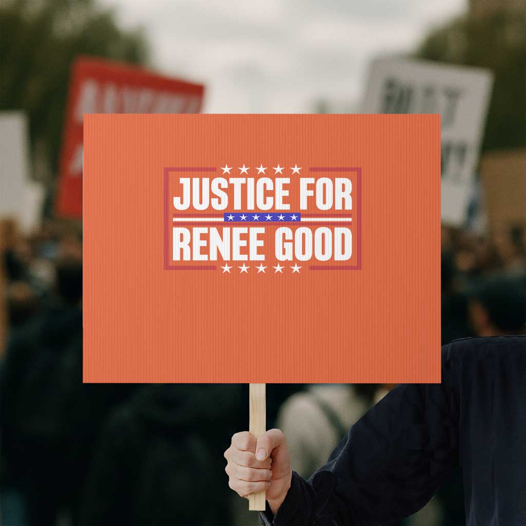 Justice for Renee Good Patriotic Protest Sign Minneapolis Jan 8 2026 Memorial Red White and Blue