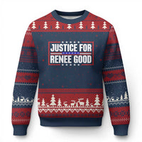 Justice for Renee Good Patriotic Ugly Christmas Sweater Minneapolis Jan 8 2026 Memorial Red White and Blue - Wonder Print Shop