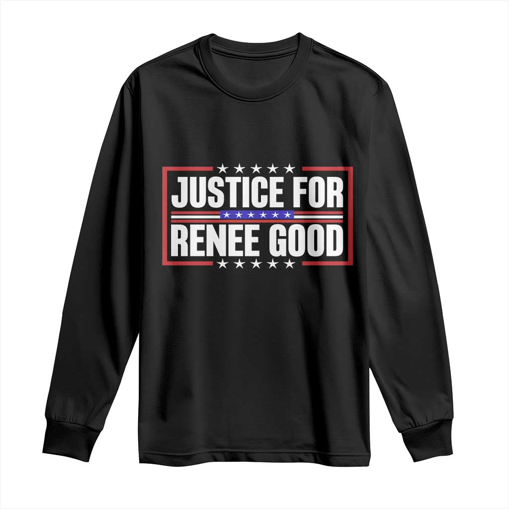 Justice for Renee Good Patriotic Long Sleeve Shirt Minneapolis Jan 8 2026 Memorial Red White and Blue - Wonder Print Shop