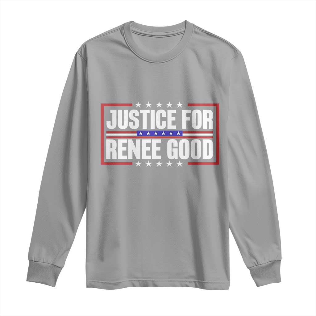 Justice for Renee Good Patriotic Long Sleeve Shirt Minneapolis Jan 8 2026 Memorial Red White and Blue - Wonder Print Shop