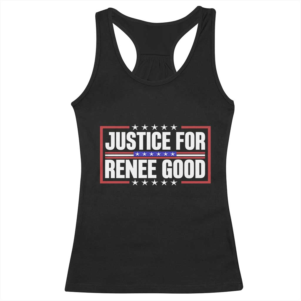 Justice for Renee Good Patriotic Racerback Tank Top Minneapolis Jan 8 2026 Memorial Red White and Blue - Wonder Print Shop