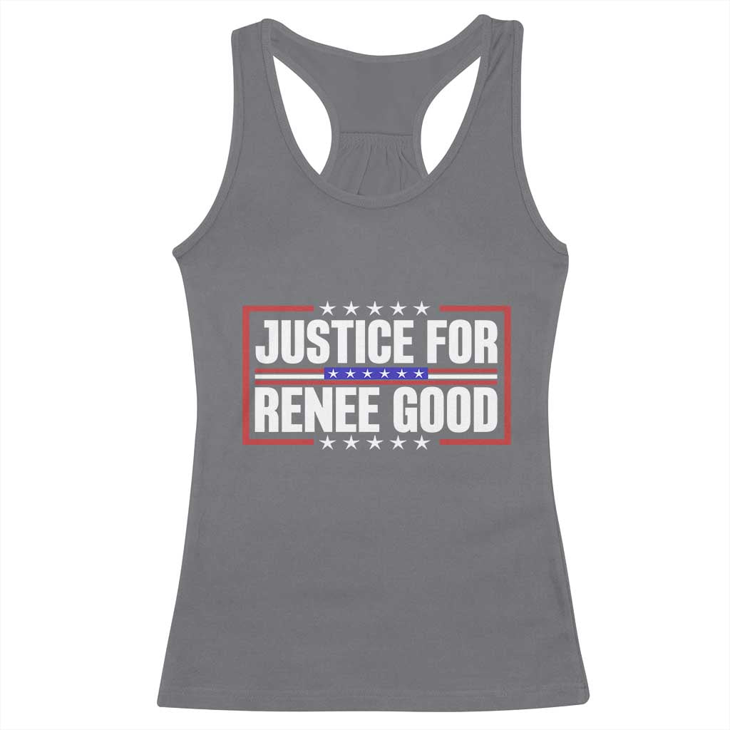Justice for Renee Good Patriotic Racerback Tank Top Minneapolis Jan 8 2026 Memorial Red White and Blue - Wonder Print Shop