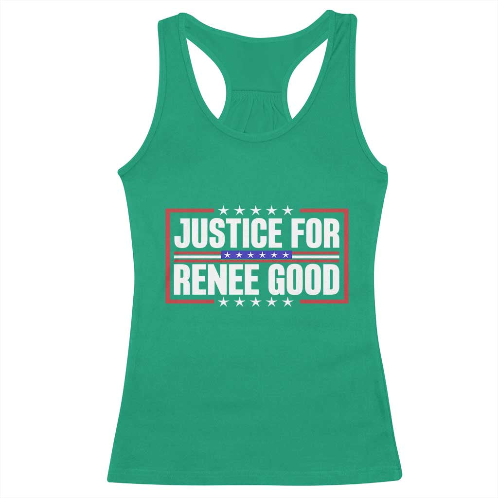 Justice for Renee Good Patriotic Racerback Tank Top Minneapolis Jan 8 2026 Memorial Red White and Blue - Wonder Print Shop