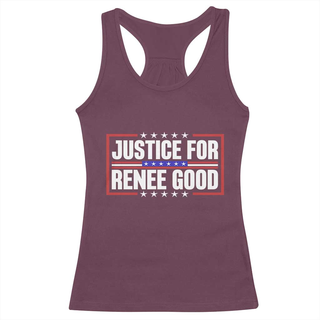 Justice for Renee Good Patriotic Racerback Tank Top Minneapolis Jan 8 2026 Memorial Red White and Blue - Wonder Print Shop