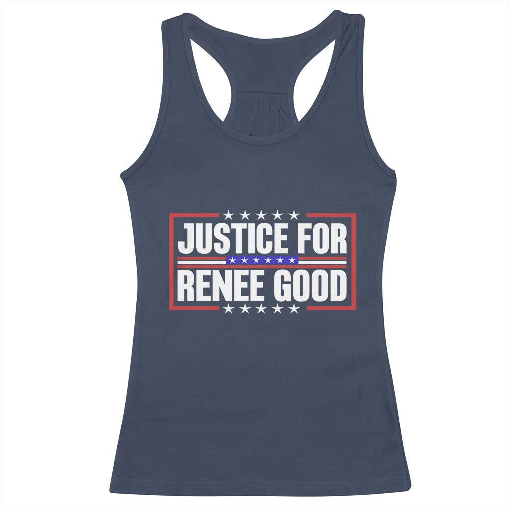 Justice for Renee Good Patriotic Racerback Tank Top Minneapolis Jan 8 2026 Memorial Red White and Blue - Wonder Print Shop