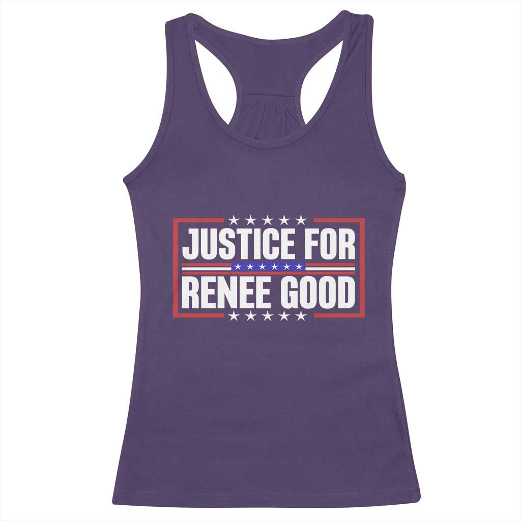 Justice for Renee Good Patriotic Racerback Tank Top Minneapolis Jan 8 2026 Memorial Red White and Blue - Wonder Print Shop