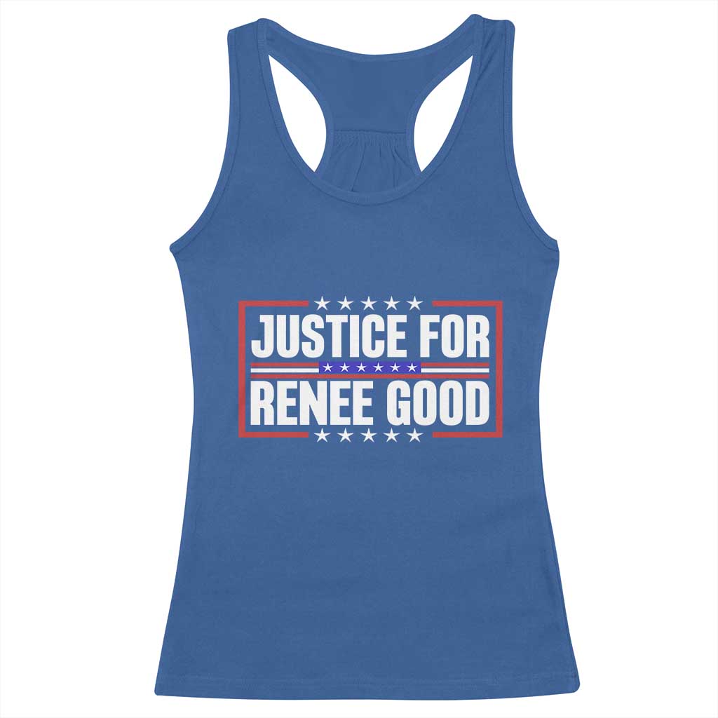 Justice for Renee Good Patriotic Racerback Tank Top Minneapolis Jan 8 2026 Memorial Red White and Blue - Wonder Print Shop