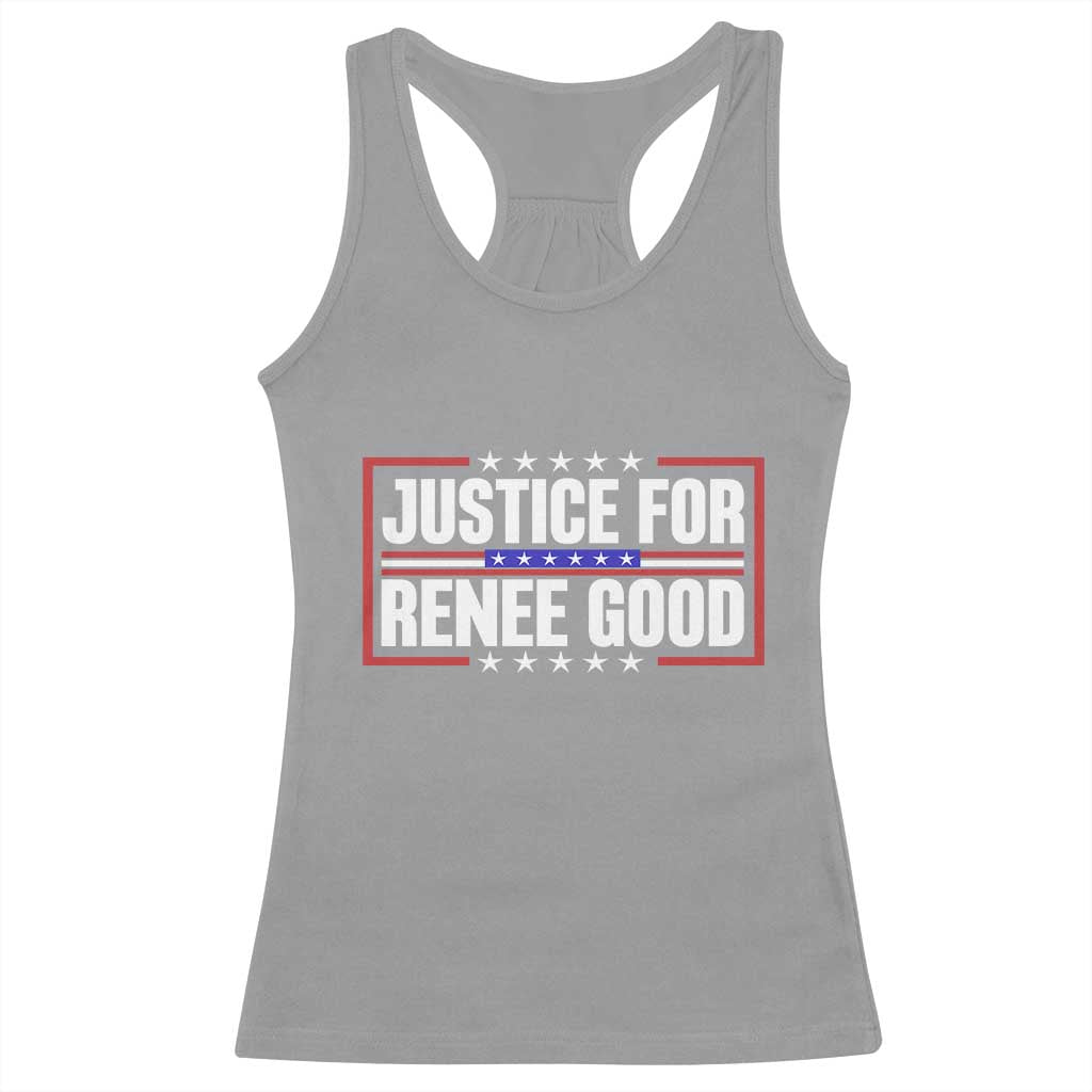 Justice for Renee Good Patriotic Racerback Tank Top Minneapolis Jan 8 2026 Memorial Red White and Blue - Wonder Print Shop